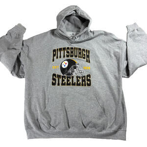 Vintage Pittsburgh Steelers Hoodie Mens 2XL Gray NFL Football Streetwear Y2K 90s